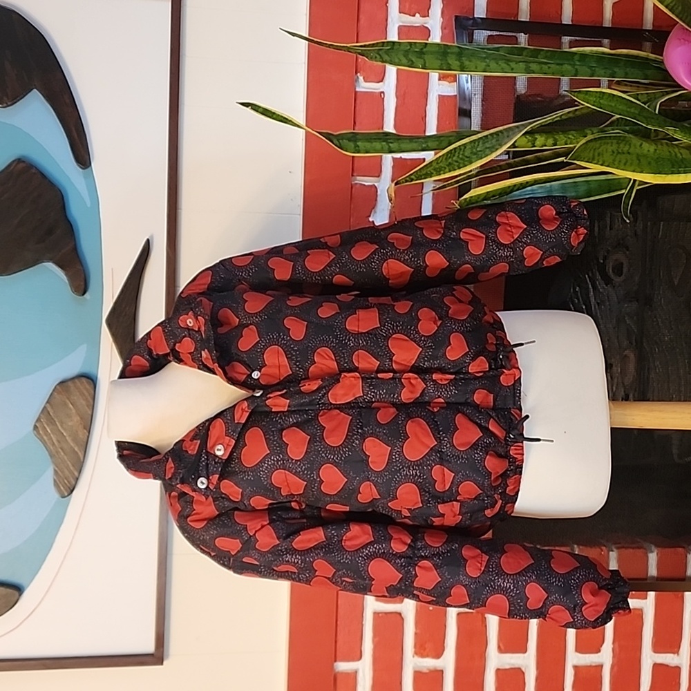 Ashley outerwear heart print puffer jacket size XL